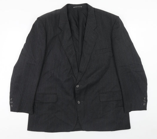Harbarry of England Mens Grey Striped Wool Jacket Suit Jacket Size 46 Regular