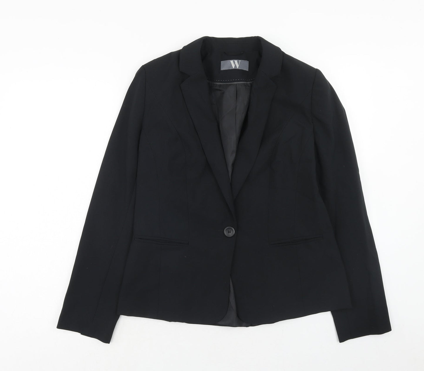 BHS Womens Black Polyester Jacket Suit Jacket Size 12