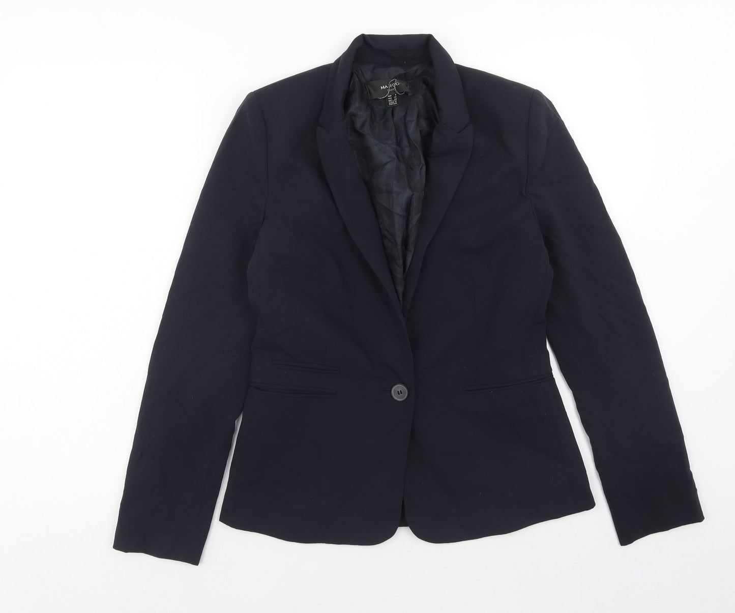 Mango Womens Blue Polyacrylate Fibre Jacket Suit Jacket Size S