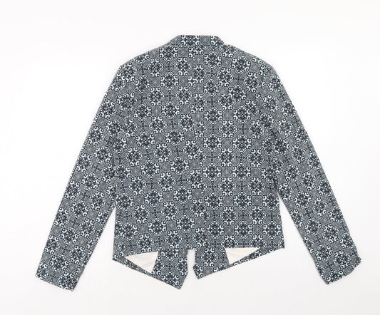 New Look Womens Blue Geometric Jacket Blazer Size 12
