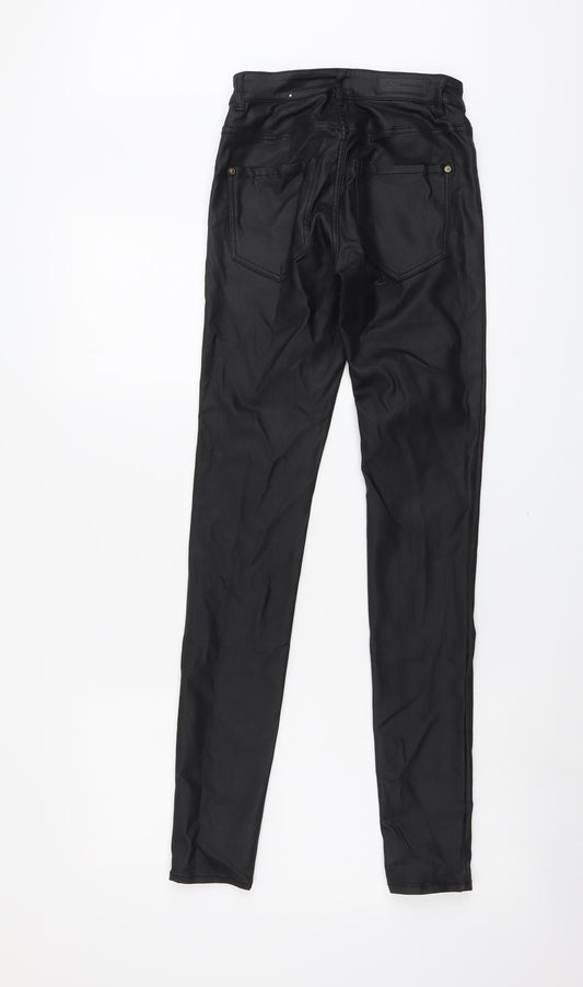 JDY Womens Black Polyester Trousers Size S L31 in Regular Button - Faux Leather Style