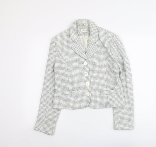 Platinium Womens Grey Geometric Jacket Blazer Size 14 Button