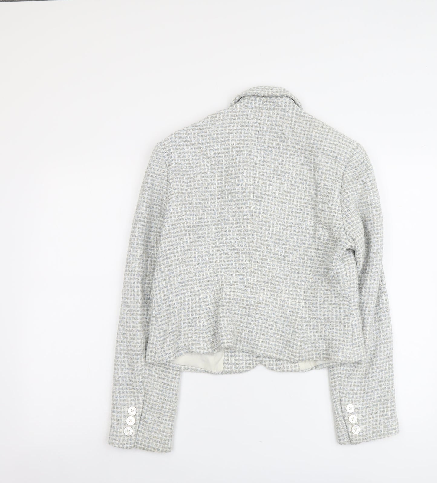 Platinium Womens Grey Geometric Jacket Blazer Size 14 Button