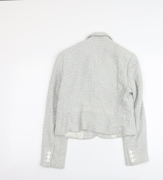 Platinium Womens Grey Geometric Jacket Blazer Size 14 Button