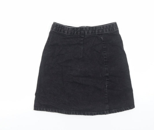 ASOS Womens Black Cotton Straight & Pencil Skirt Size 6 Button