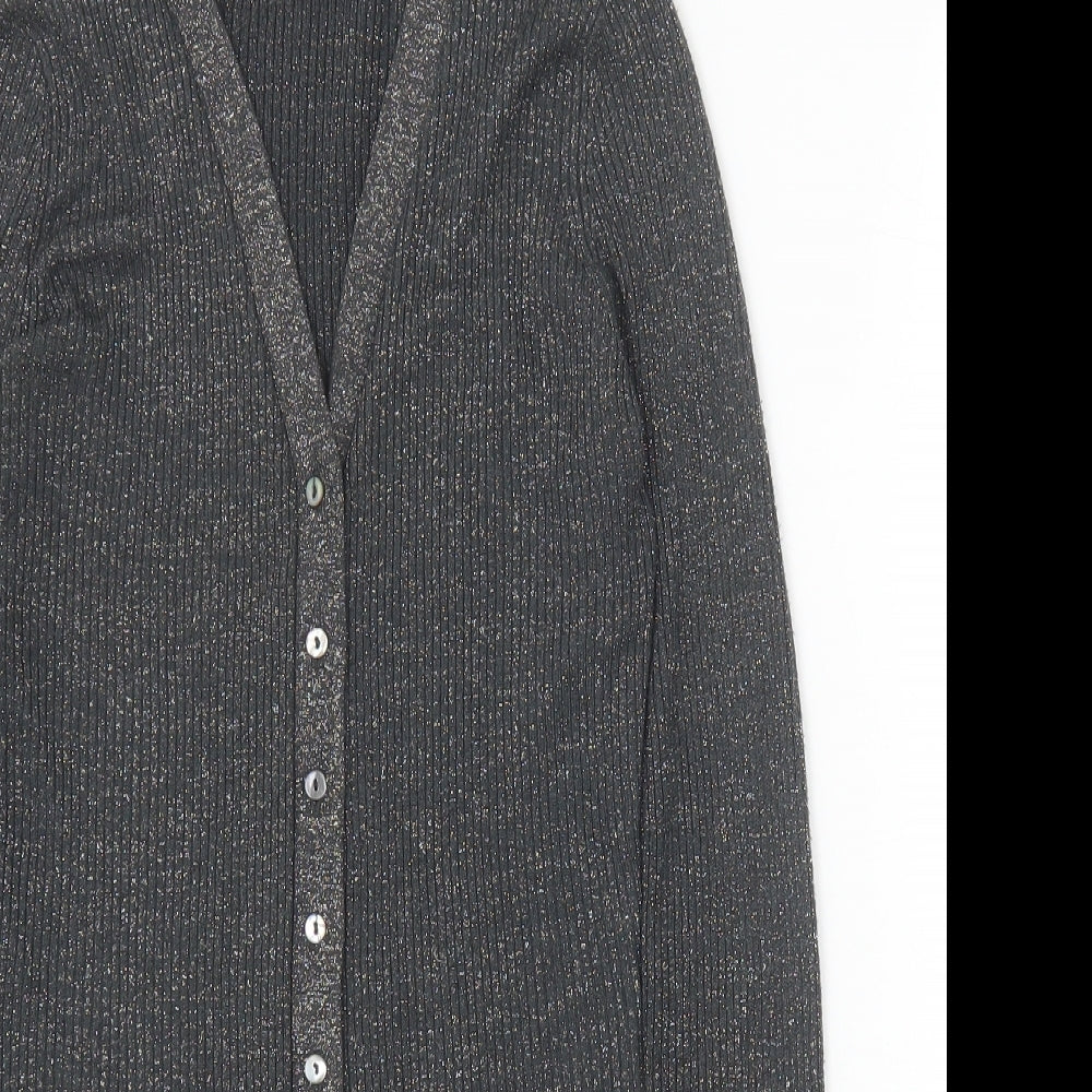 Zara Womens Grey V-Neck Polyester Cardigan Jumper Size S