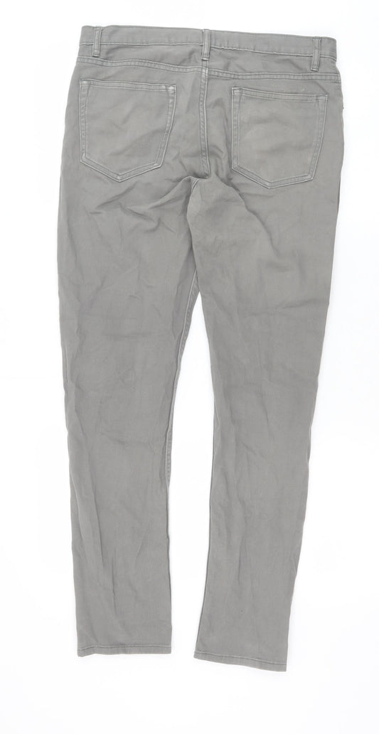 H&M Womens Grey Cotton Straight Jeans Size 29 in Slim Zip