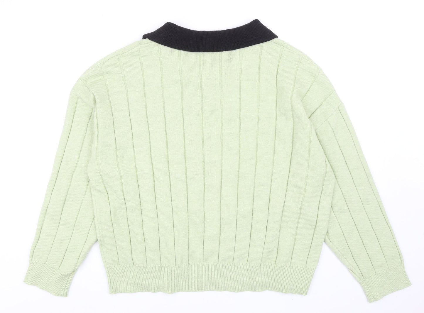 Dazy Womens Green Collared Acrylic Pullover Jumper Size XL