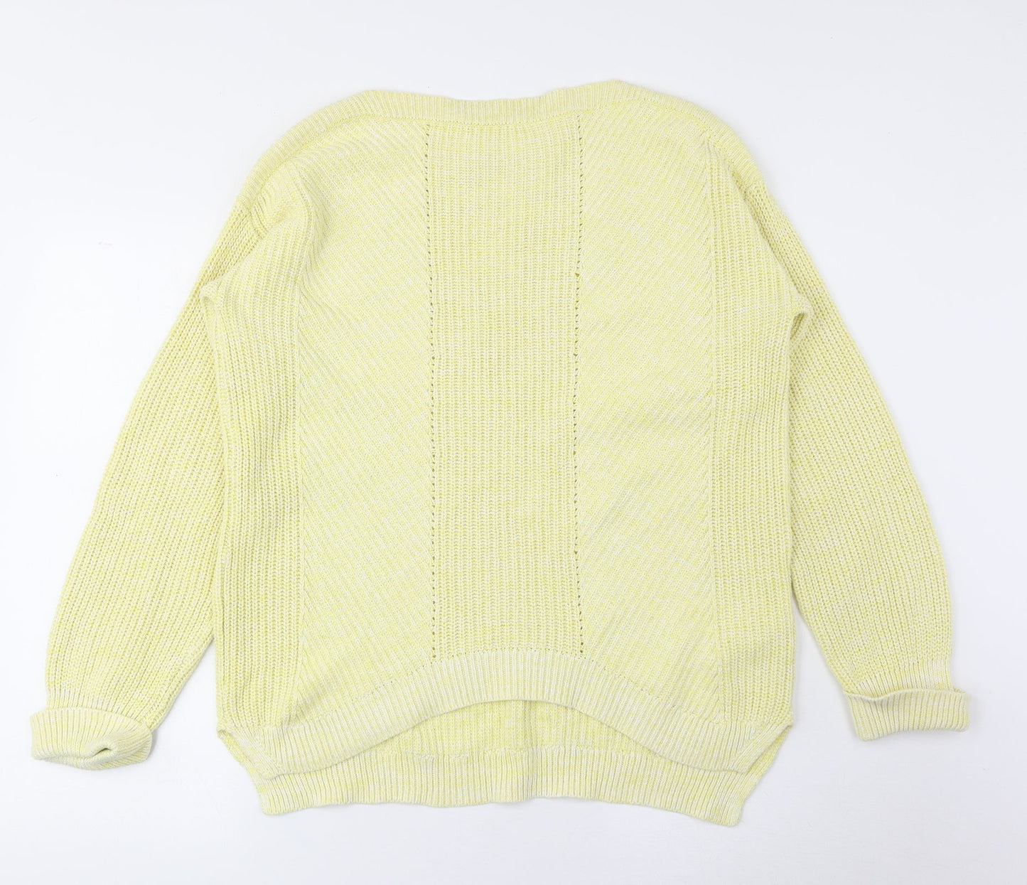 Marks and Spencer Womens Yellow Round Neck Cotton Pullover Jumper Size M