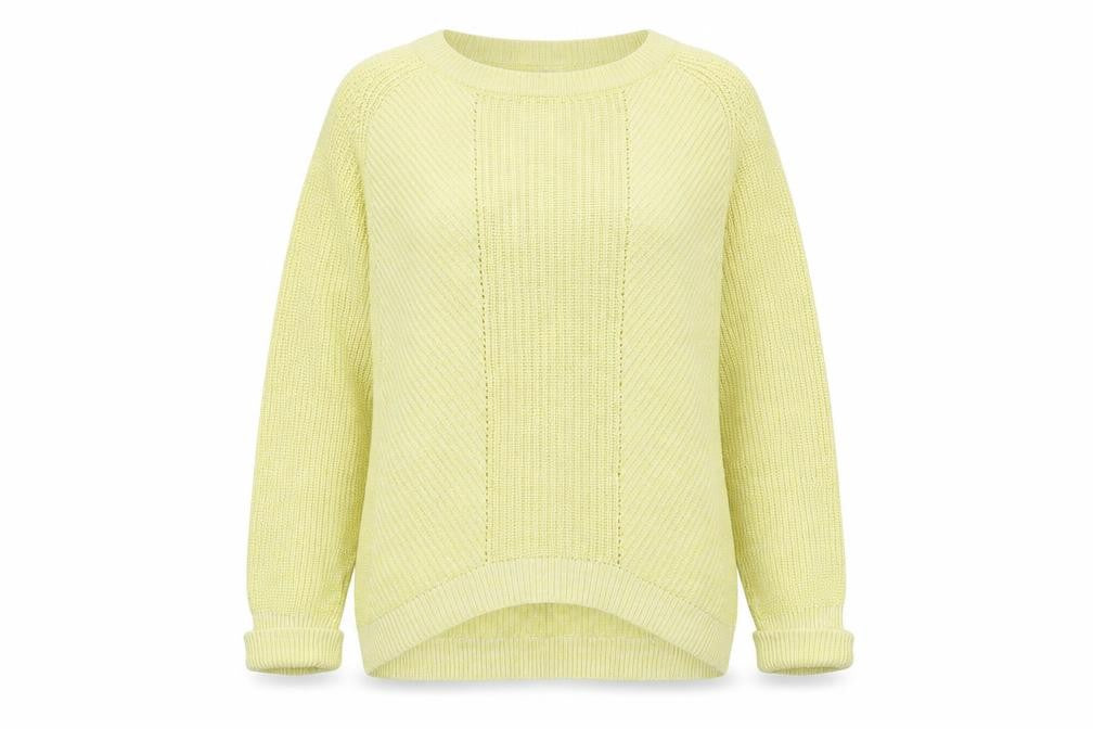 Marks and Spencer Womens Yellow Round Neck Cotton Pullover Jumper Size M