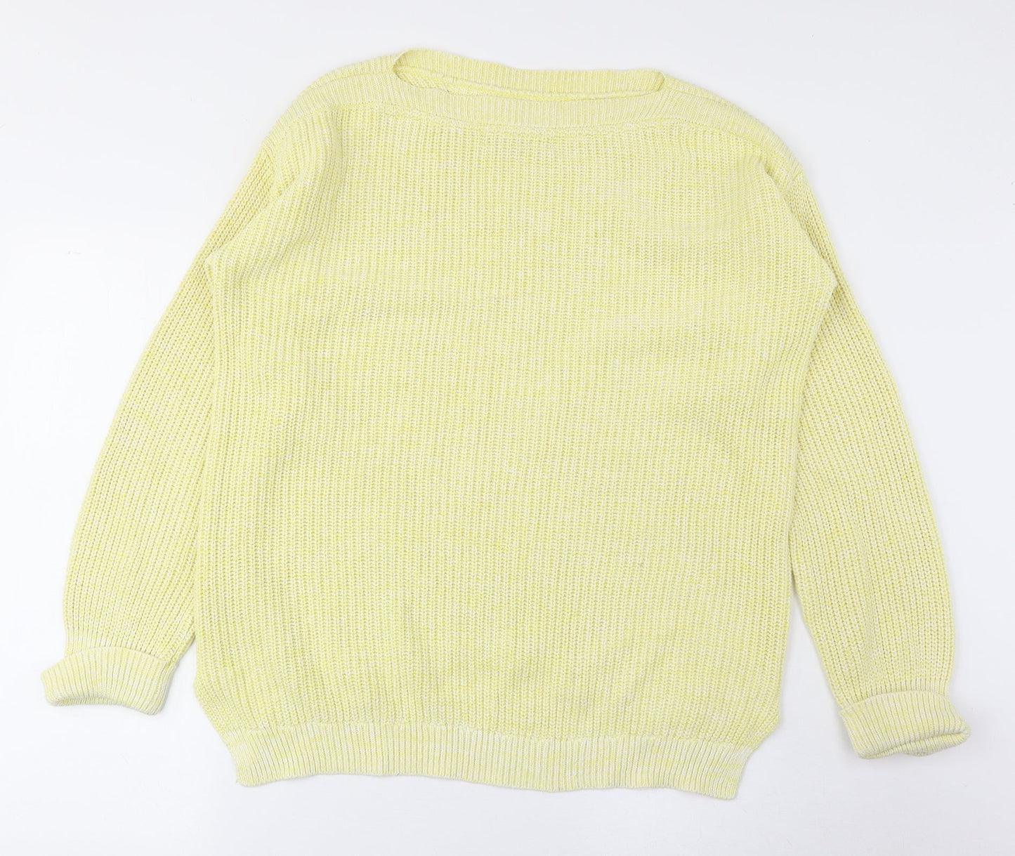 Marks and Spencer Womens Yellow Round Neck Cotton Pullover Jumper Size M