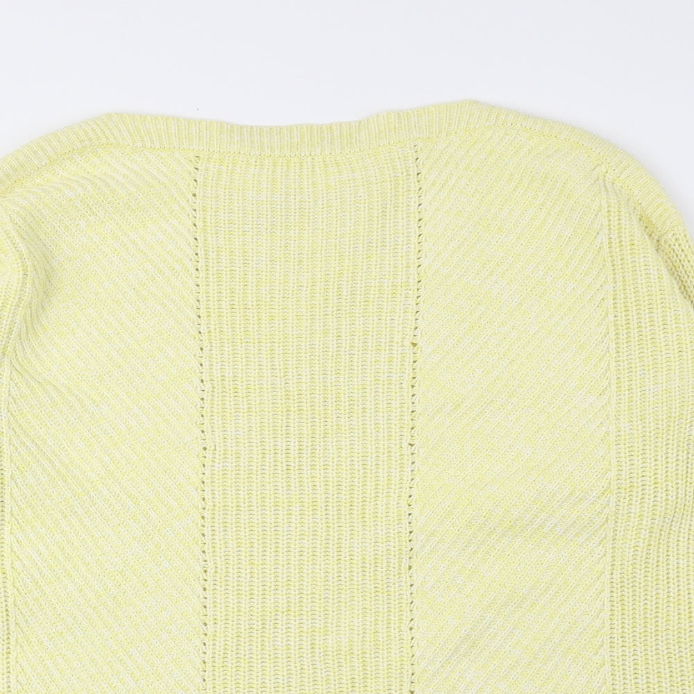 Marks and Spencer Womens Yellow Round Neck Cotton Pullover Jumper Size M
