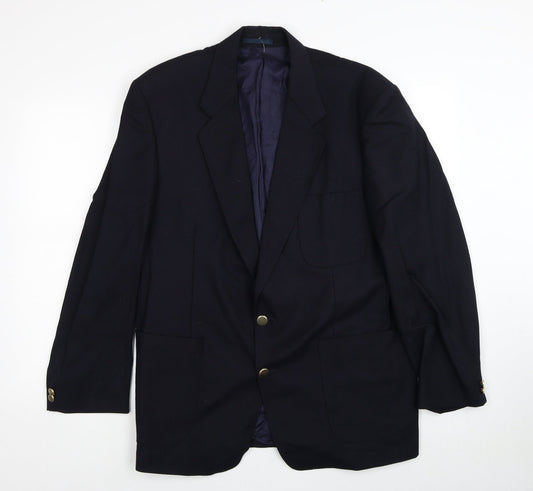 First Impressions Mens Blue Wool Jacket Suit Jacket Size 44 Regular