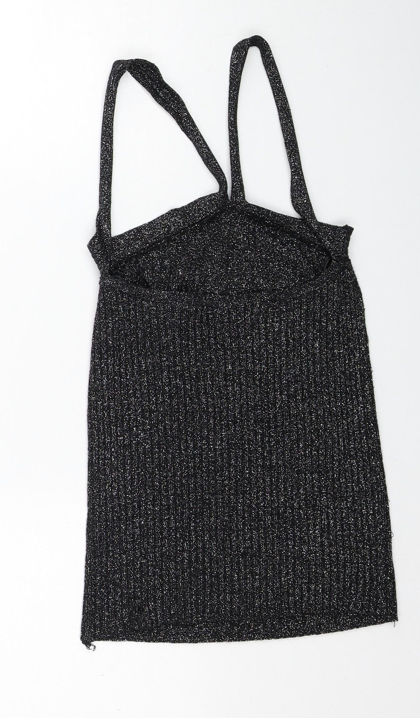 Topshop Womens Black Viscose Basic Tank Size 8 V-Neck