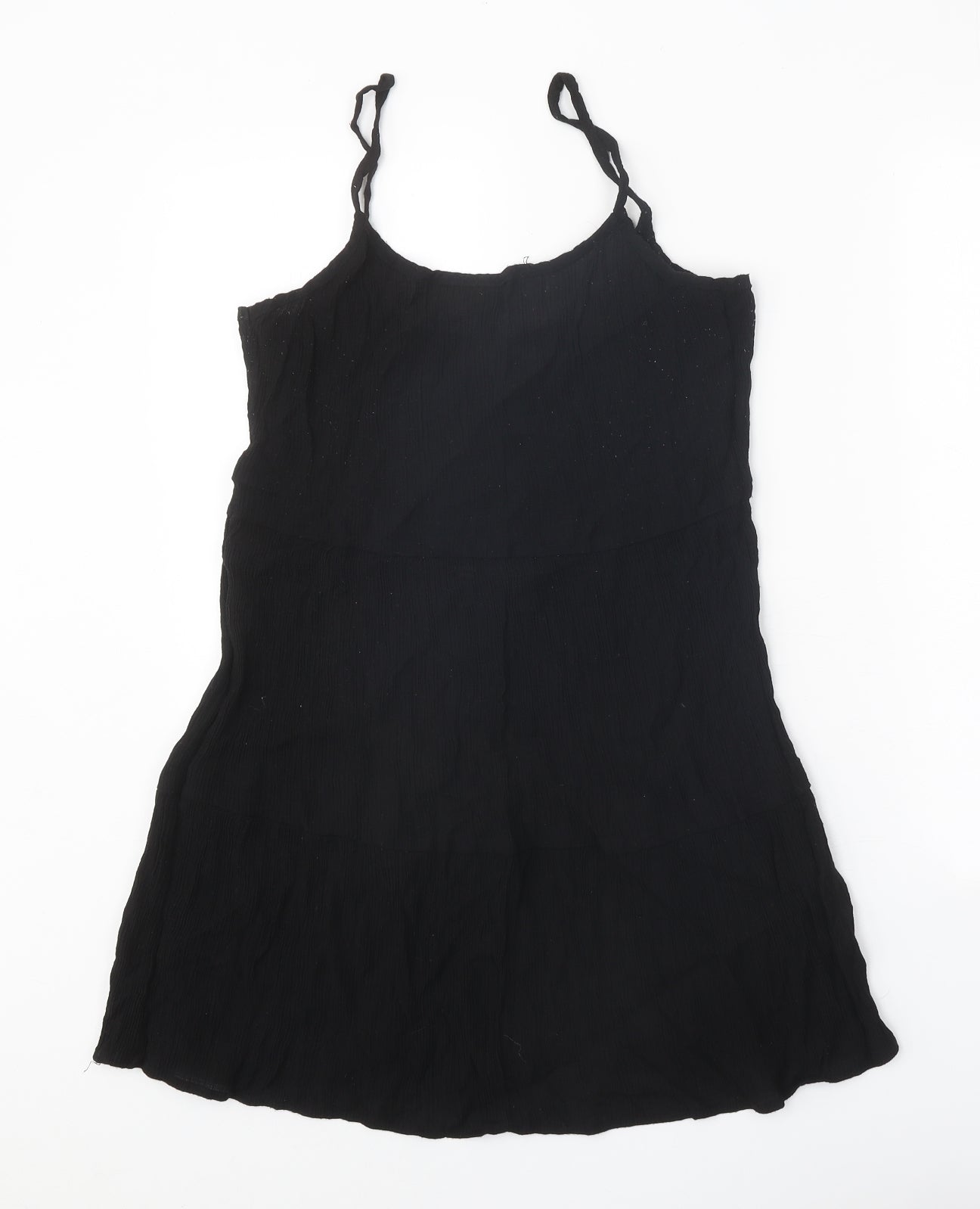 Divided Womens Black Viscose Tank Dress Size 14 Round Neck Pullover