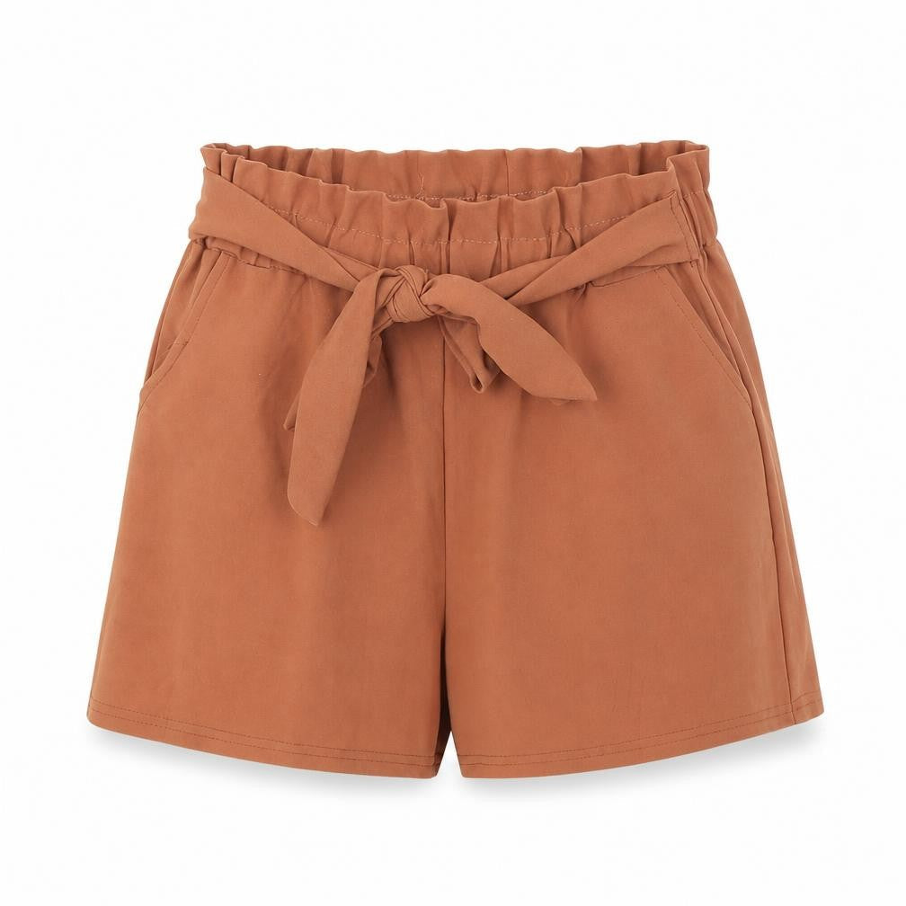 Preworn Womens Brown Polyamide Mom Shorts Size L Regular Tie