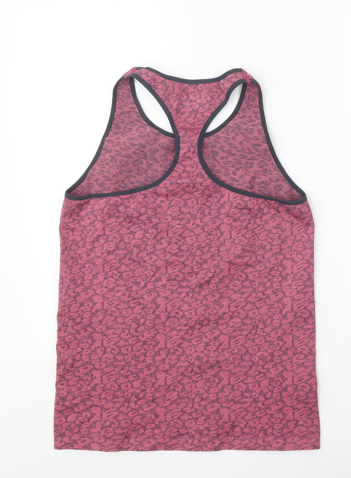 Boux Active Womens Pink Animal Print Polyester Basic Tank Size 16 Scoop Neck Pullover - Leopard Print Racerback