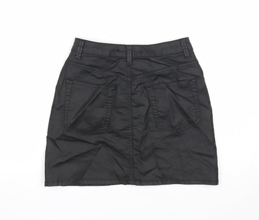 Very Womens Black Cotton Mini Skirt Size 8 Zip