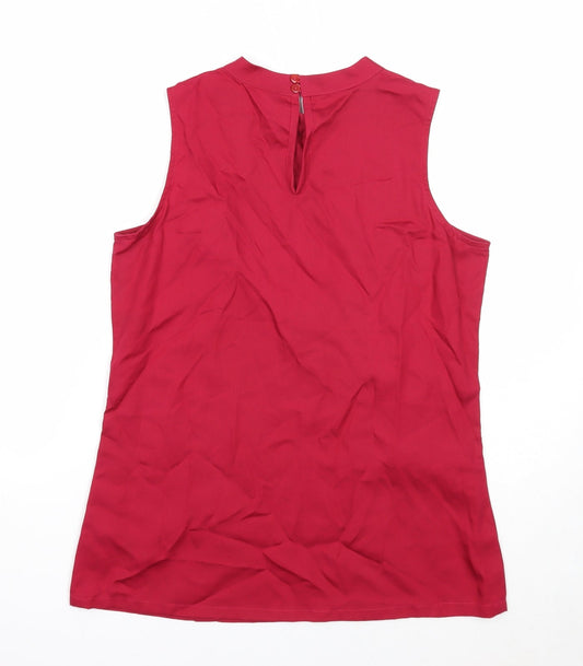 And Womens Red Lyocell Basic Tank Size 12 Round Neck