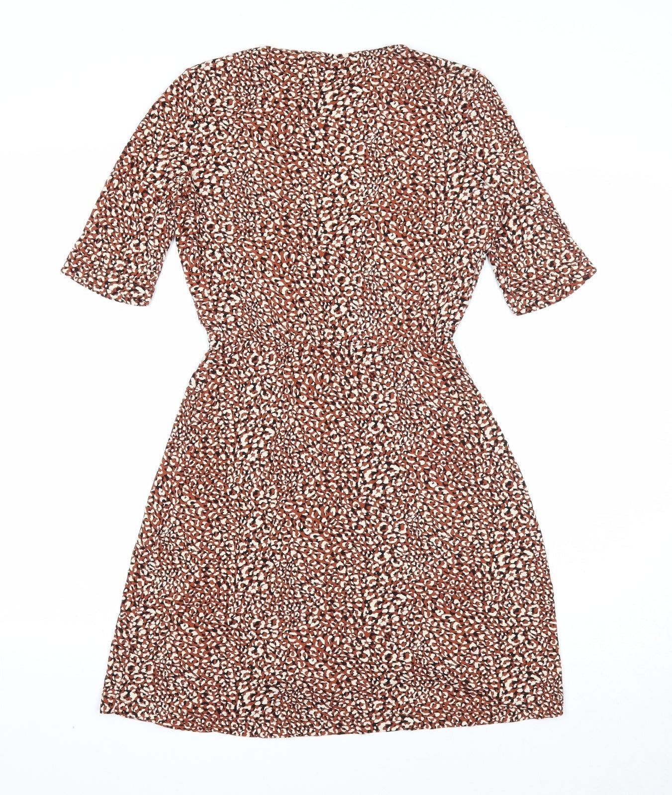 Stradivarius Womens Brown Geometric Polyester A-Line Size S V-Neck Pullover