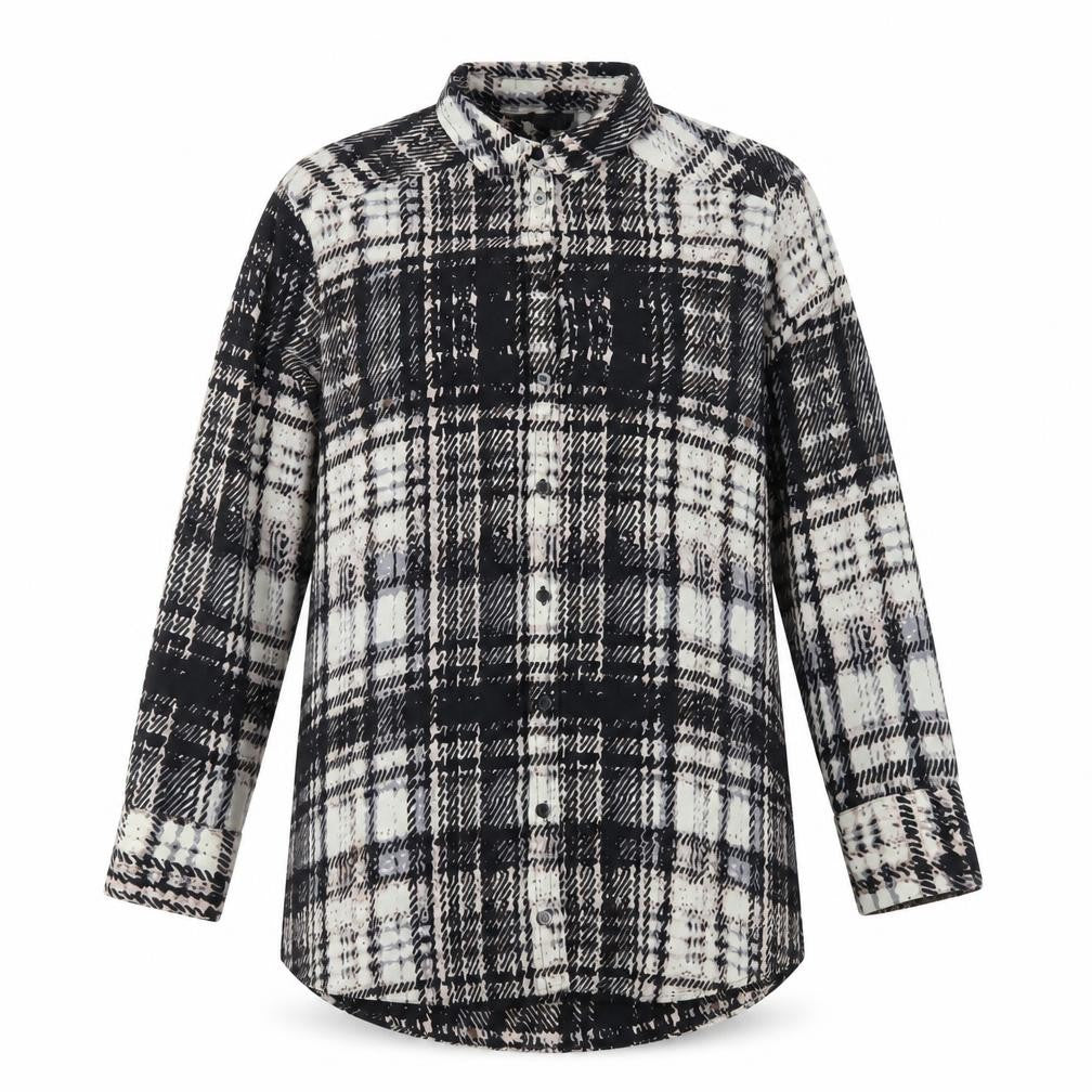 Topshop Womens Black Plaid Polyester Basic Button-Up Size 8 Collared
