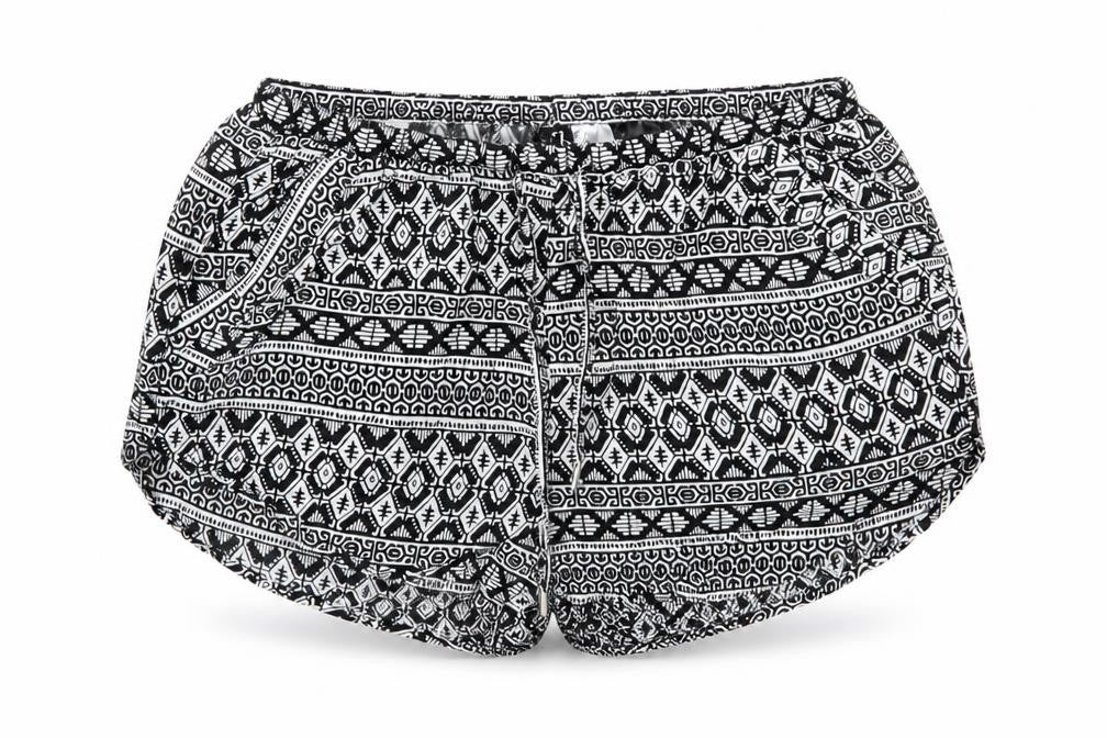 Divided Womens Black Geometric Viscose Skimmer Shorts Size 6 Regular Drawstring