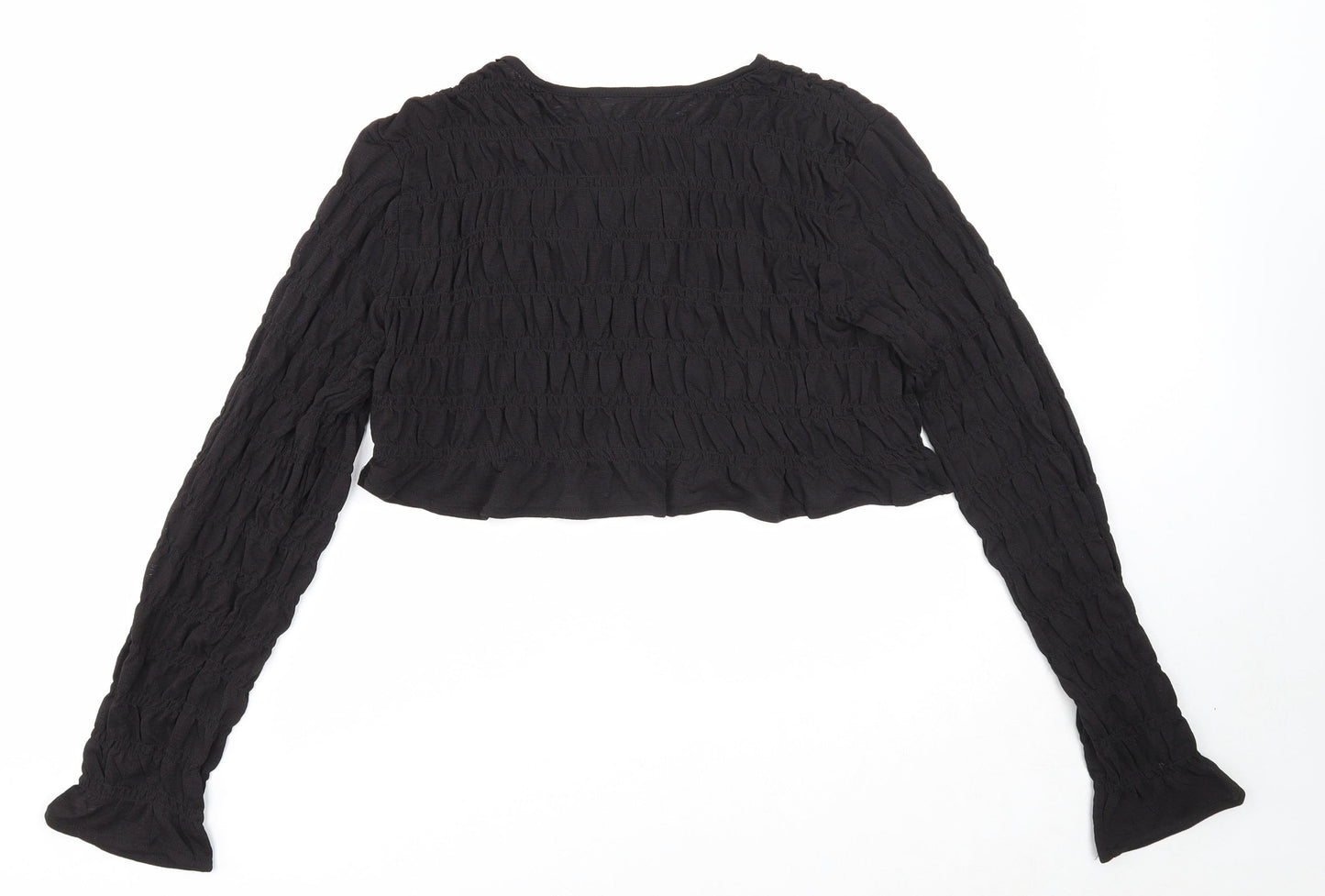 Divided Womens Black Polyester Cropped T-Shirt Size M Round Neck