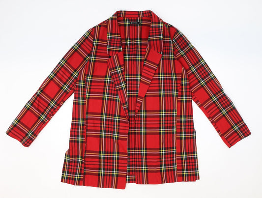 Stradivarius Womens Red Geometric Polyester Basic Blouse Size L V-Neck