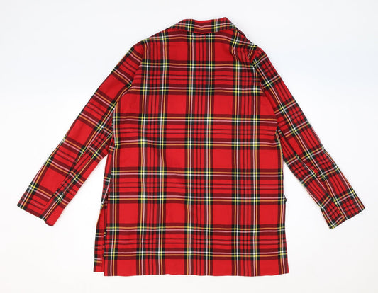 Stradivarius Womens Red Geometric Polyester Basic Blouse Size L V-Neck
