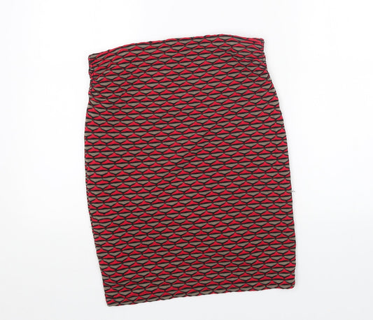 Preworn Womens Pink Geometric Polyester Straight & Pencil Skirt Size 30 in