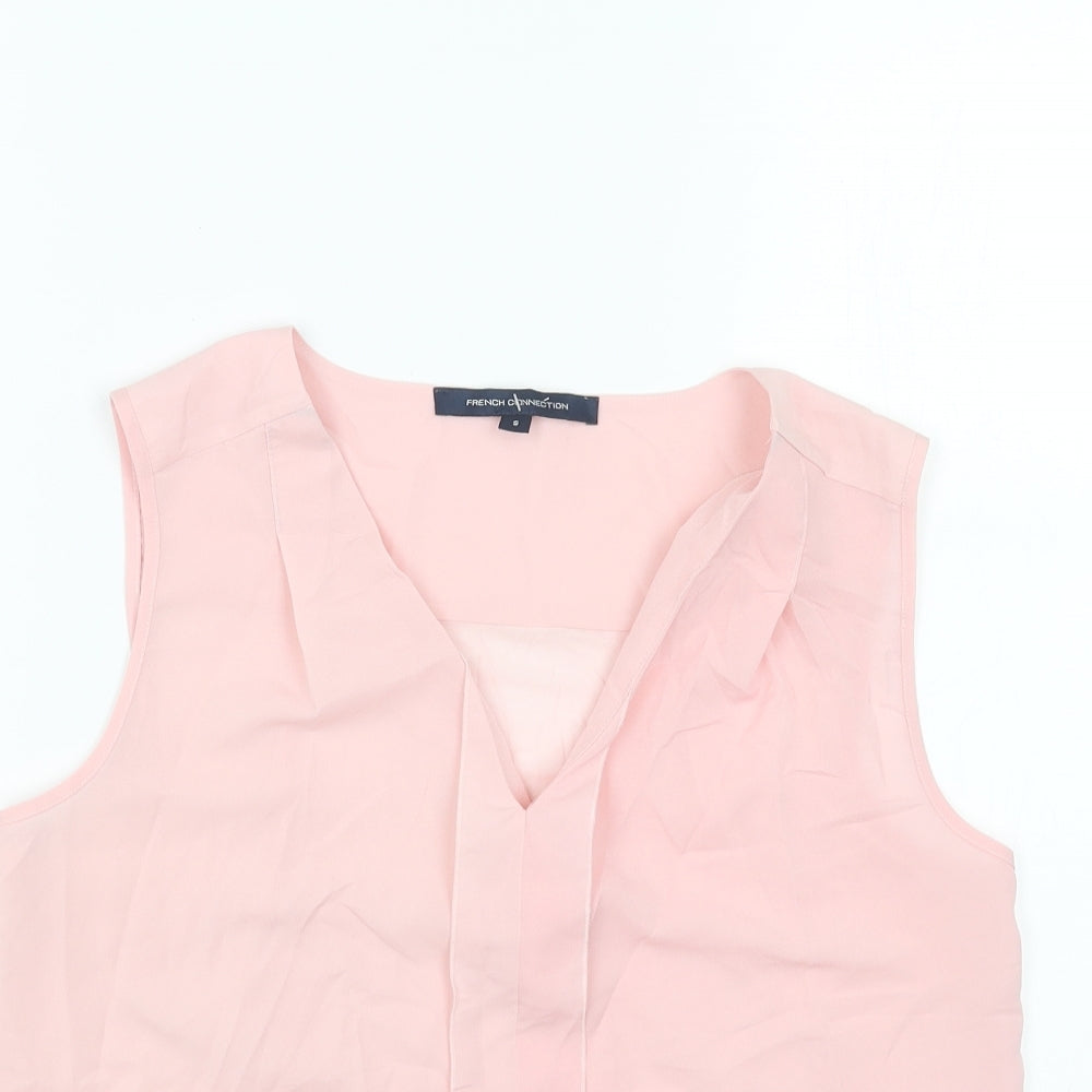 French Connection Womens Pink Polyester Basic Tank Size S V-Neck