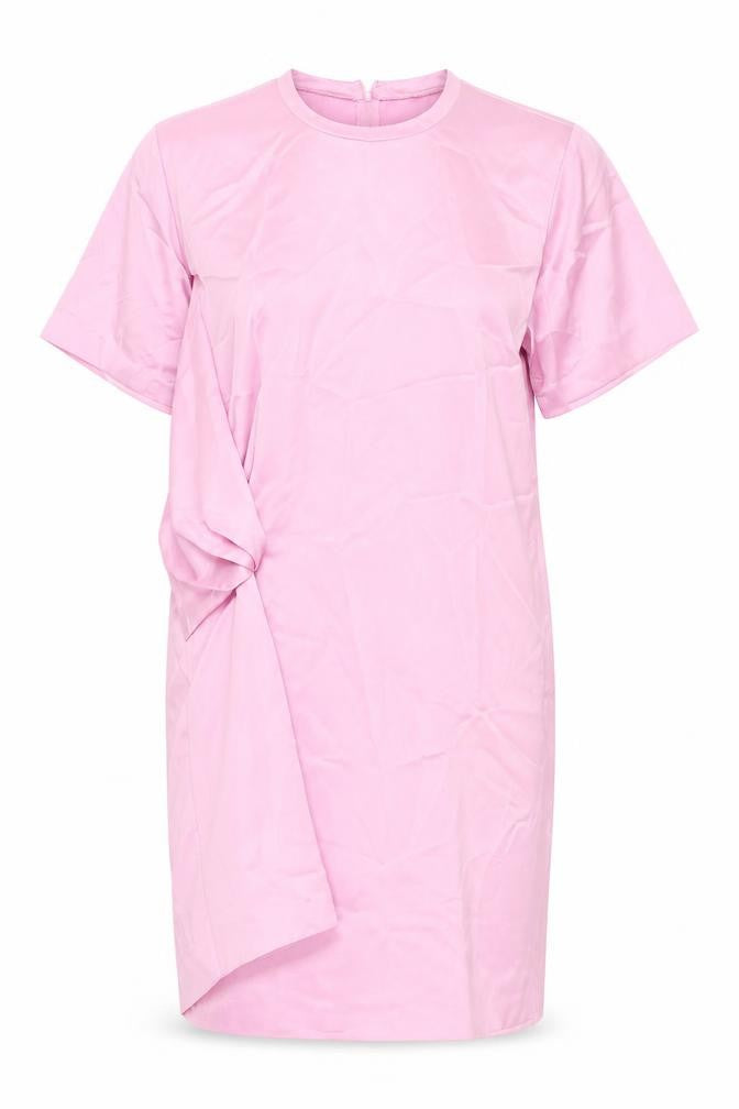 Zara Womens Pink Polyester T-Shirt Dress Size M Round Neck Zip - Front Detail