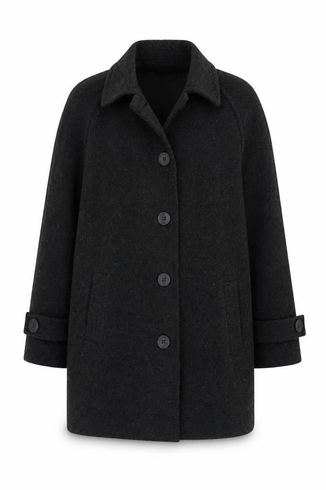 David Barry Womens Grey Overcoat Coat Size 14 Button