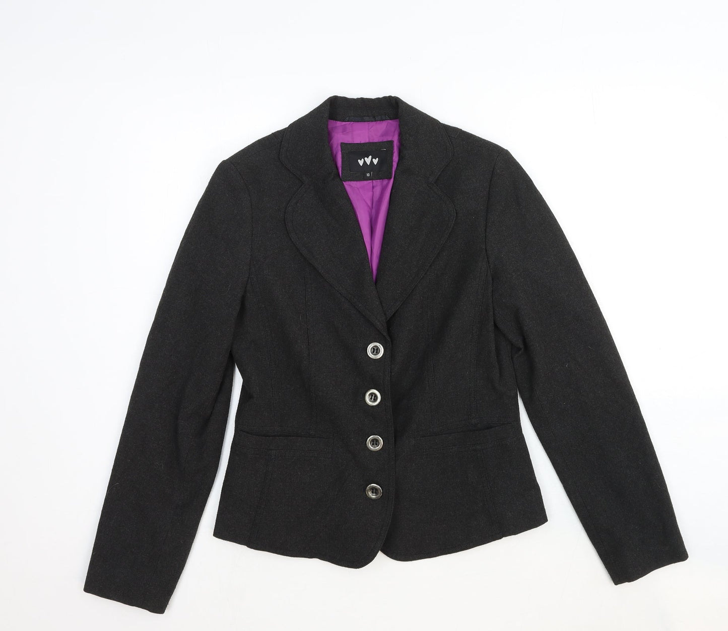 Per Una Womens Grey Wool Jacket Suit Jacket Size 10
