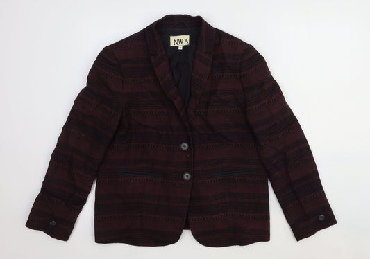 NW 3 Womens Red Striped Wool Jacket Blazer Size 12