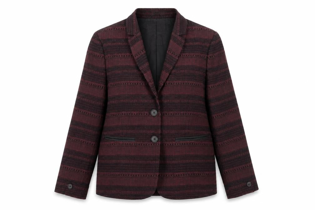 NW 3 Womens Red Striped Wool Jacket Blazer Size 12