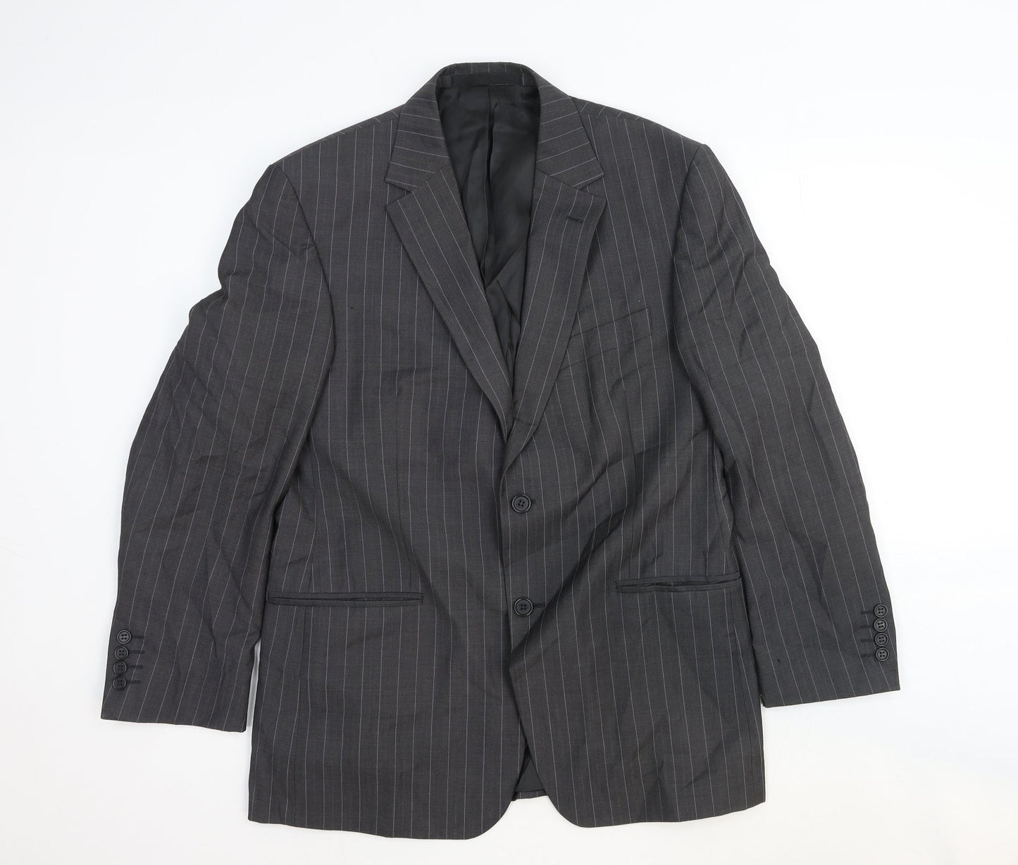 Marks and Spencer Mens Grey Striped Wool Jacket Suit Jacket Size 40 Regular