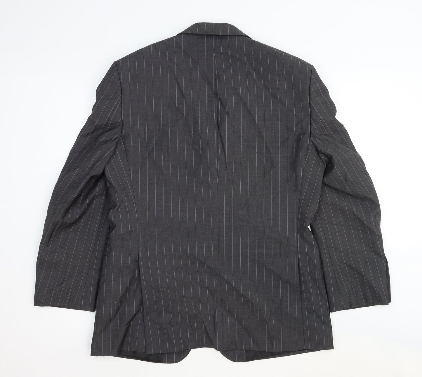 Marks and Spencer Mens Grey Striped Wool Jacket Suit Jacket Size 40 Regular