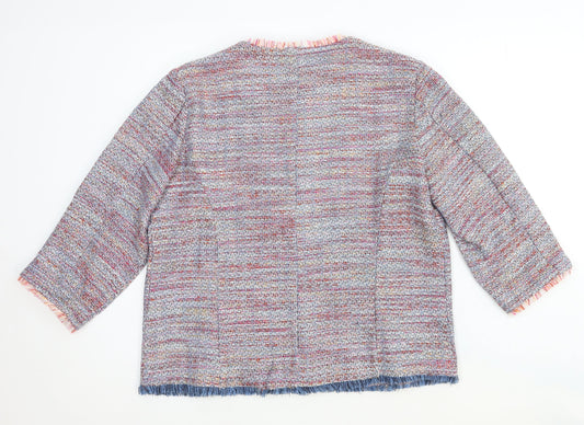 Preworn Womens Multicoloured Jacket Blazer Size 16 Snap