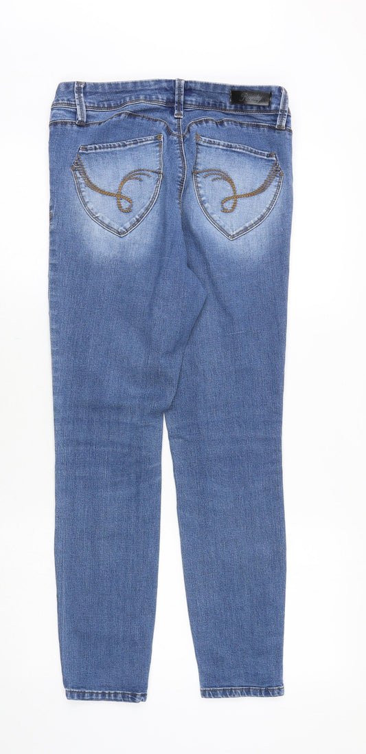 Royalty Womens Blue Cotton Skinny Jeans Size 6 Slim Zip