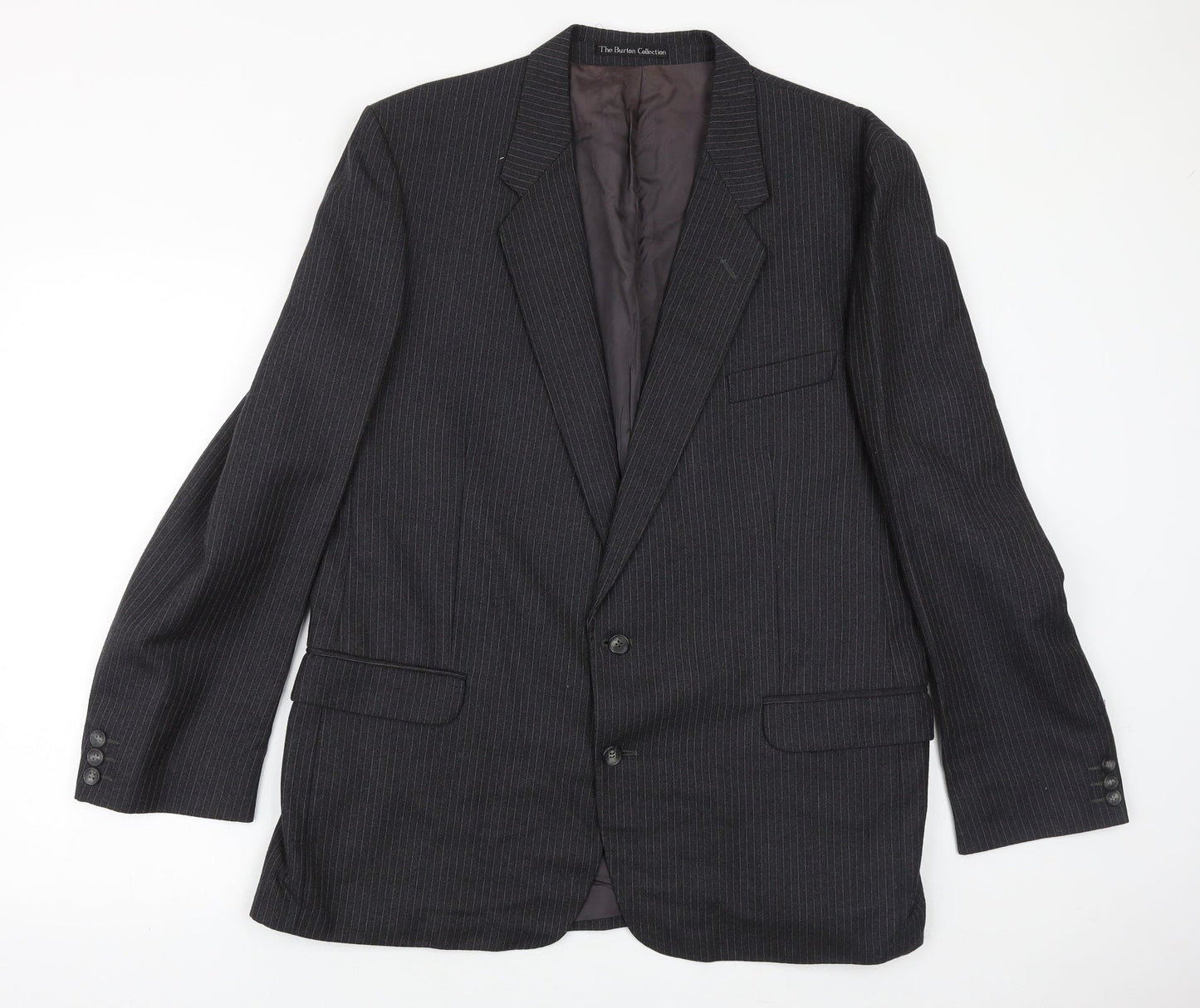 The Burton Collection Mens Grey Striped Wool Jacket Suit Jacket Size 46 Regular