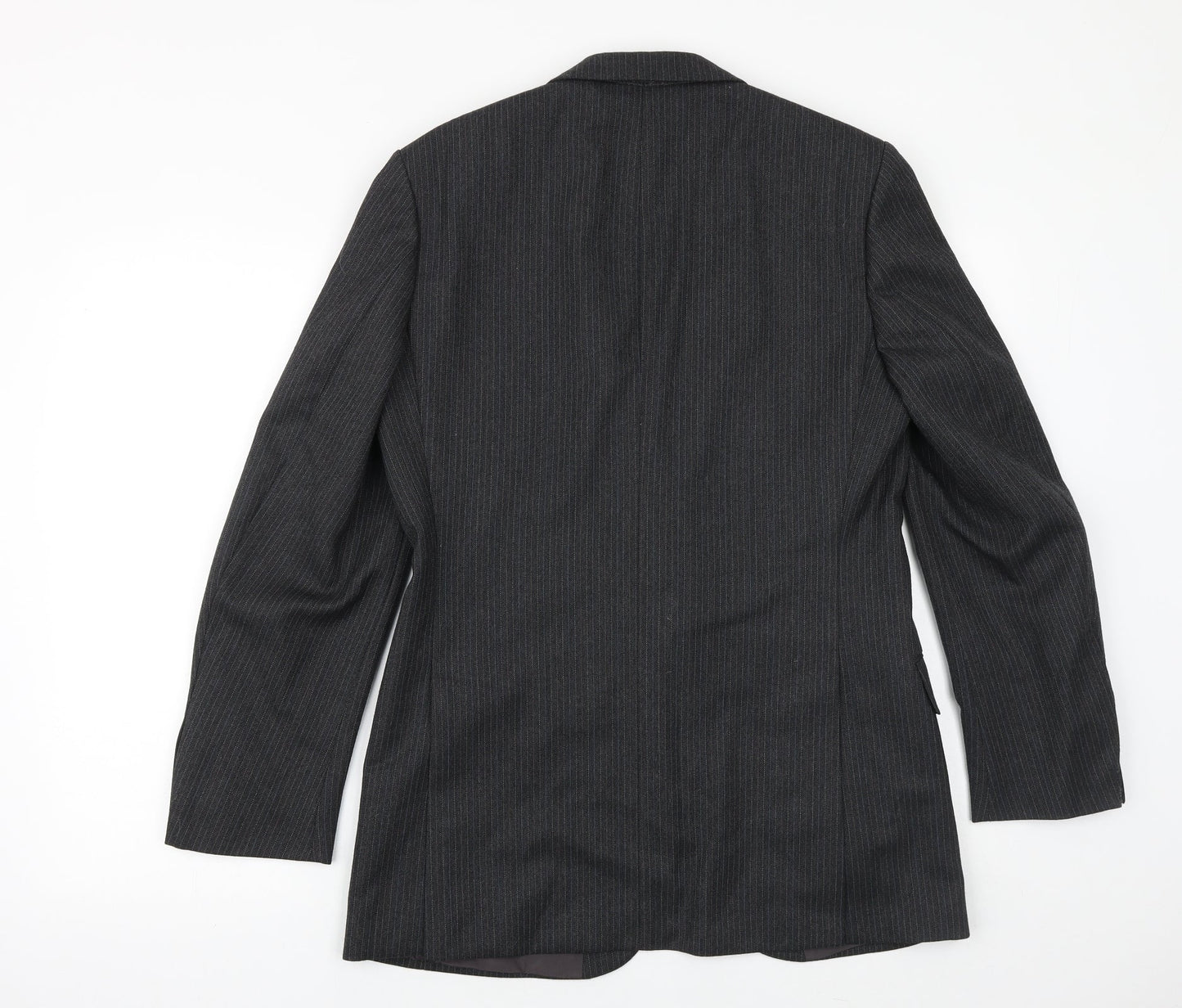 St Michael Mens Grey Striped Polyester Jacket Suit Jacket Size 38 Regular