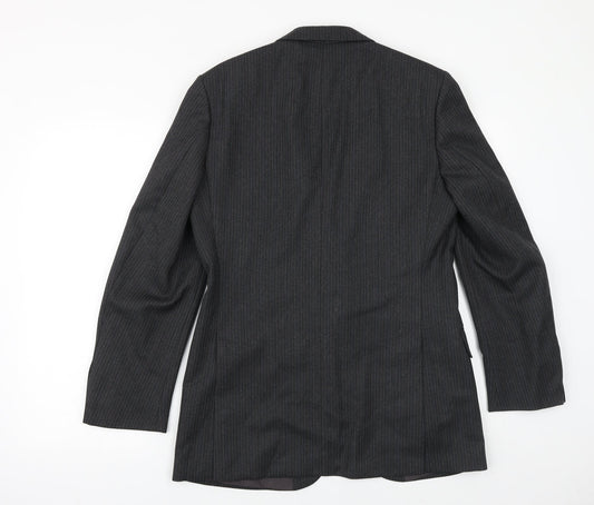 St Michael Mens Grey Striped Polyester Jacket Suit Jacket Size 38 Regular