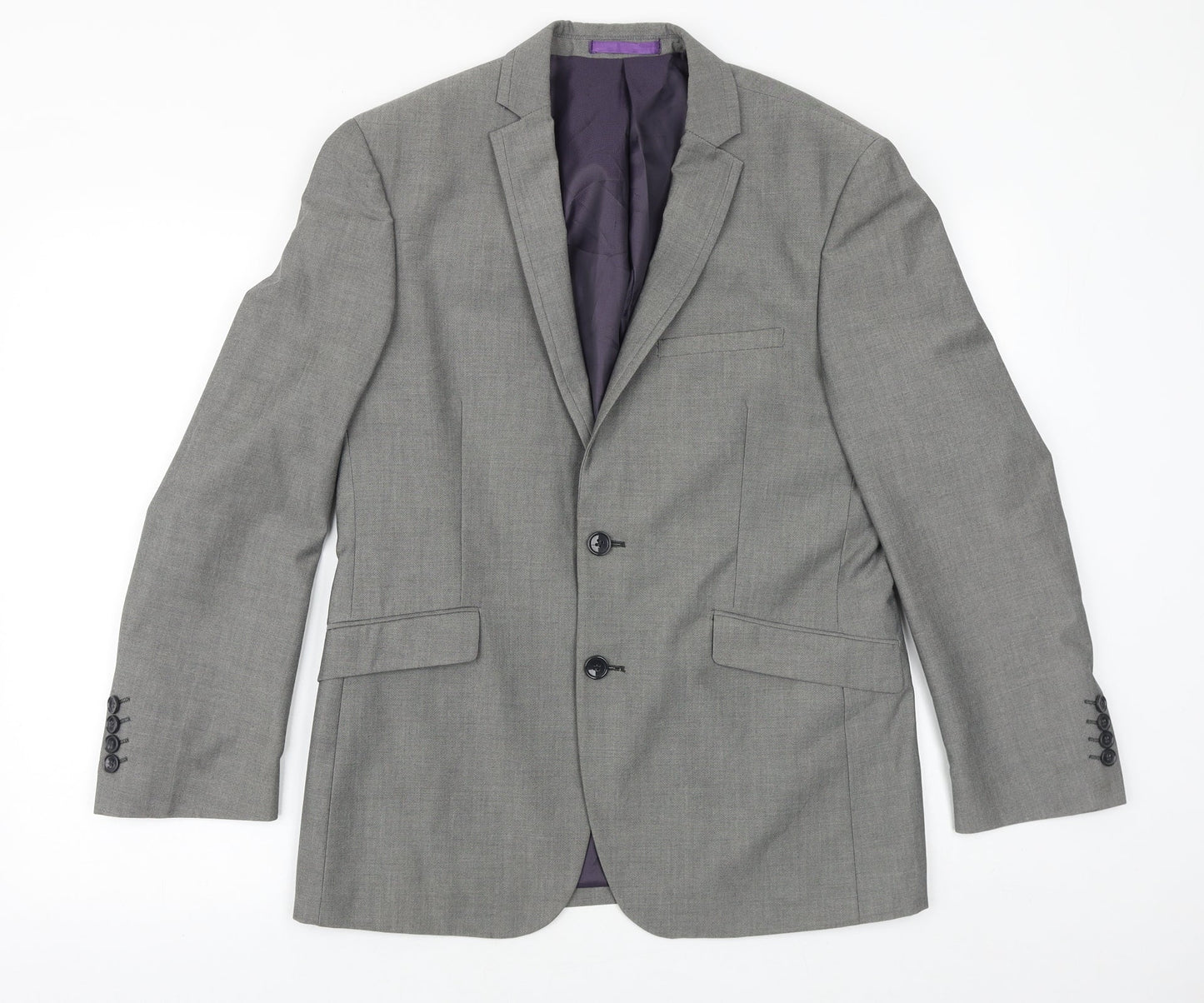 Burton Mens Grey Viscose Jacket Suit Jacket Size 38 Regular