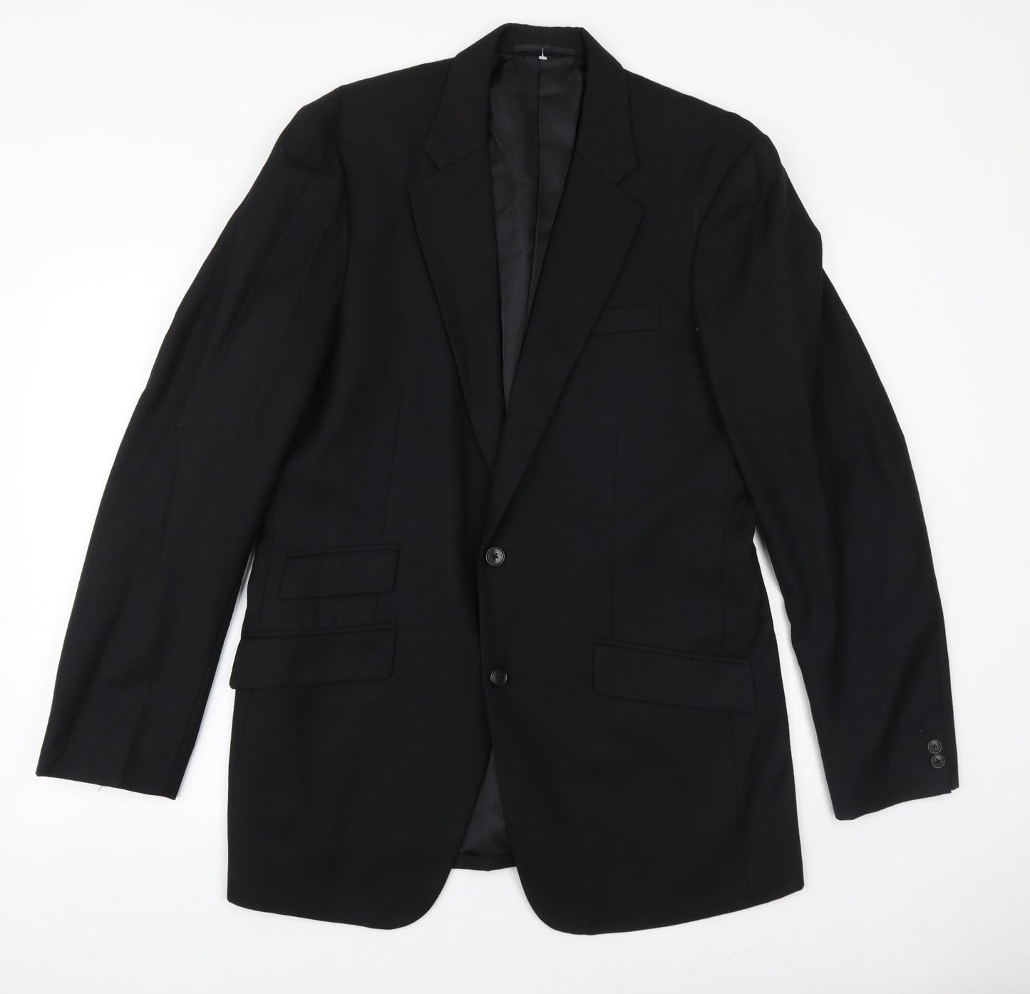 WILLIAM CHENG & SON Mens Black Wool Jacket Suit Jacket Size 40 Regular