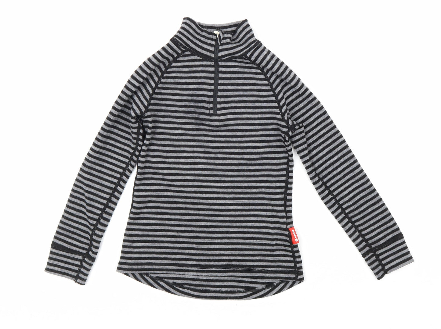 Rema Womens Black Striped Wool Pullover Sweatshirt Size XS Zip