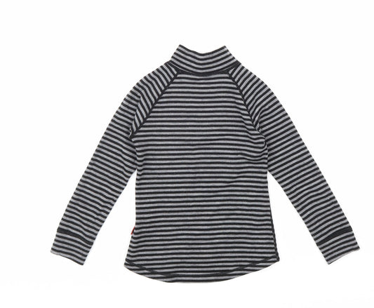 Rema Womens Black Striped Wool Pullover Sweatshirt Size XS Zip