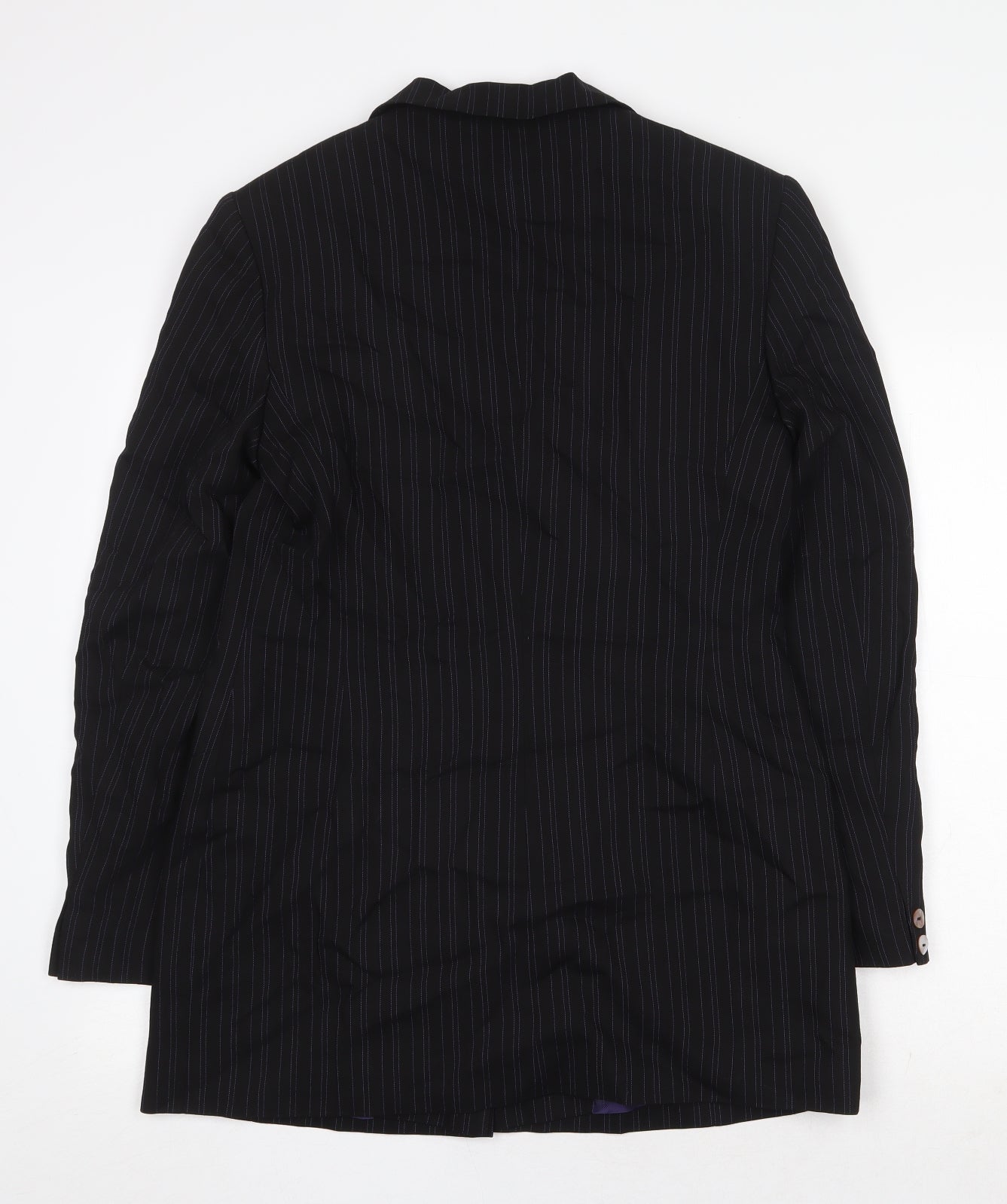 Kaliko Womens Black Striped Jacket Blazer Size 12 Button