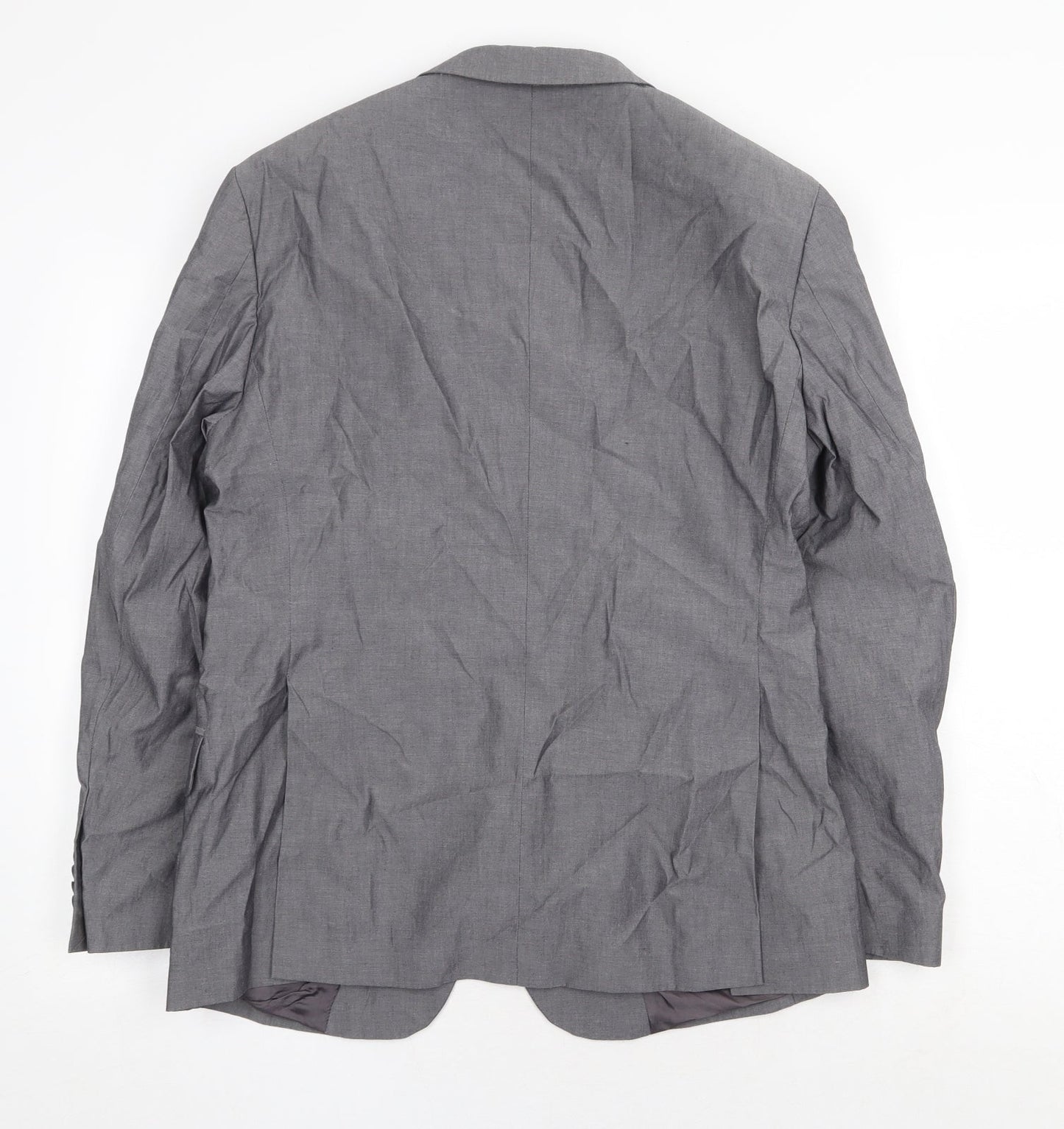 H&M Mens Grey Cotton Jacket Suit Jacket Size 38 Regular