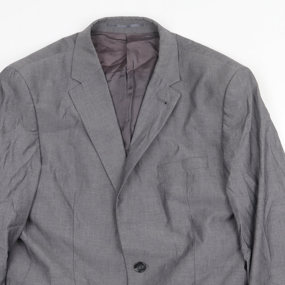 H&M Mens Grey Cotton Jacket Suit Jacket Size 38 Regular